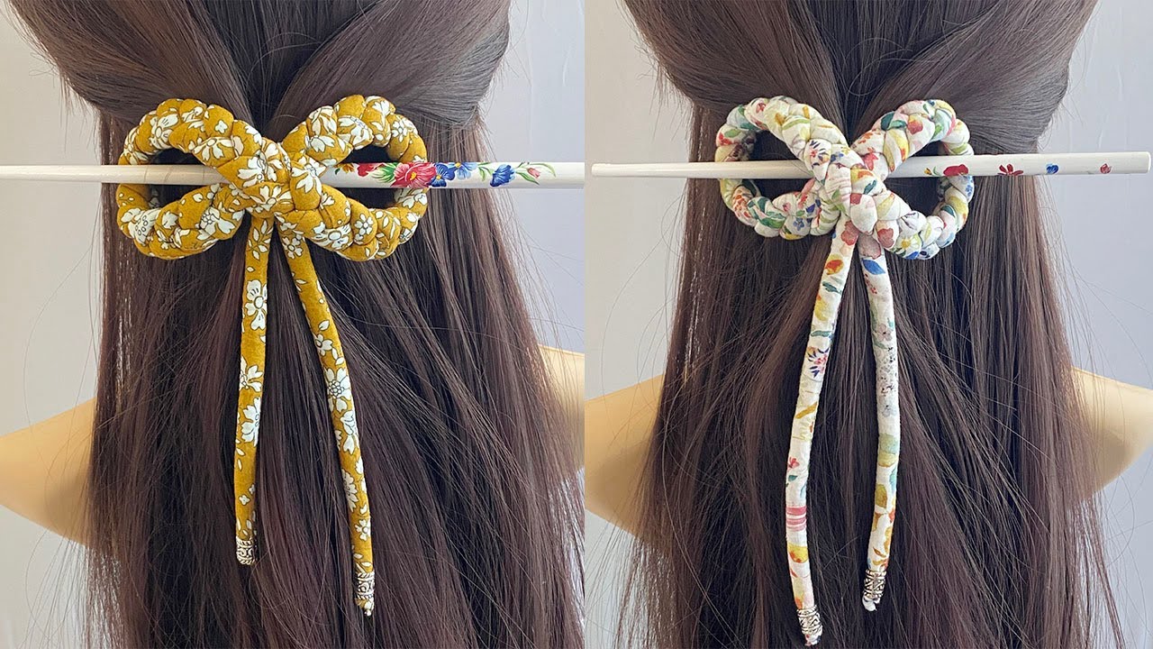 🌹🌹🌹 Diy Fabric Rope Infinity Knot Barrette Hair pin, Bun pin, Hair Clip, Hair Stick Bow slide Grip