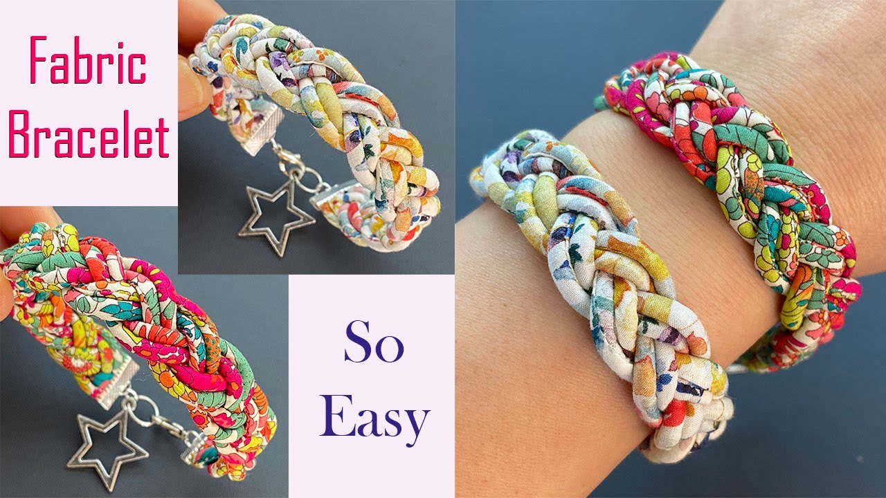 💖 DIY Chunky Statement Liberty Fabric Braid Charm Bracelet Bangle wristband | Pulseira | ब्रेसलेट
