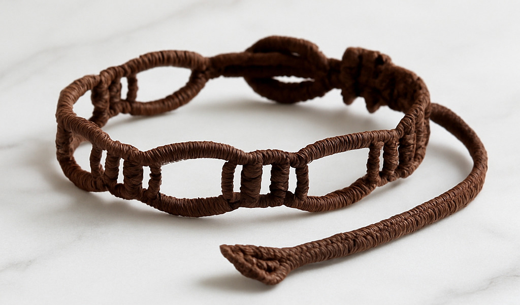 Les bracelets pour homme : Les tendances et styles Bracelet macramé marron sur marbre blanc