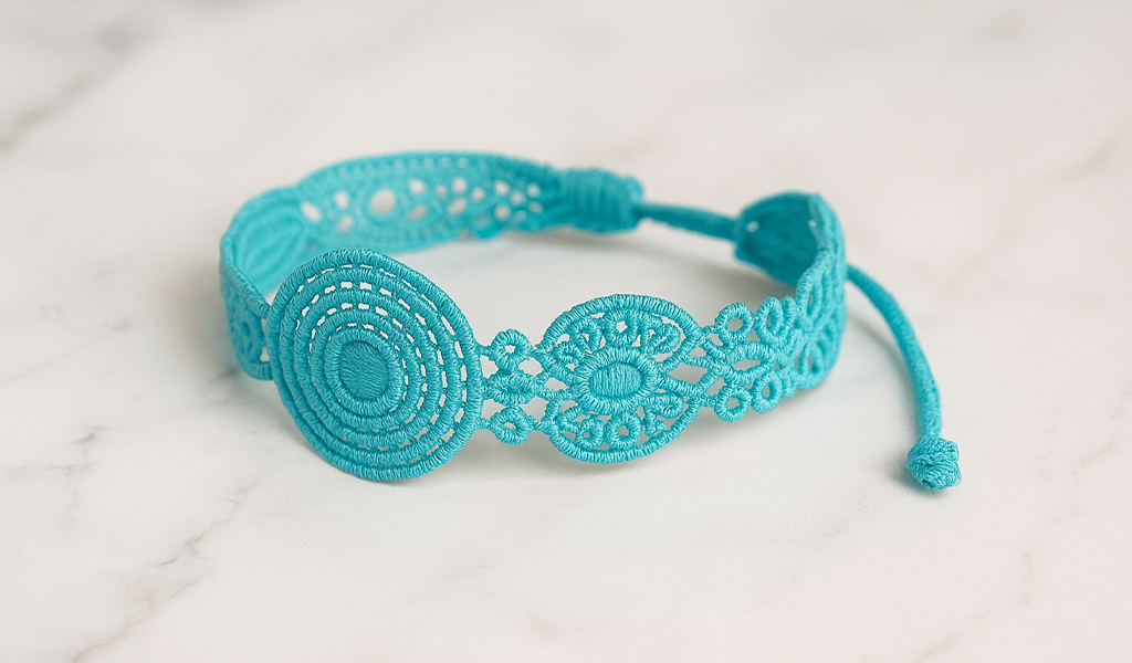 Les bracelets pour la Saint-Valentin : des cadeaux romantiques pour exprimer votre amour Bracelet macramé turquoise sur marbre élégant