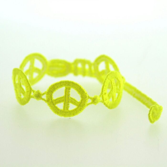 Nouveau Bracelet motif Peace and Love couleur jaune fluo - Missiu