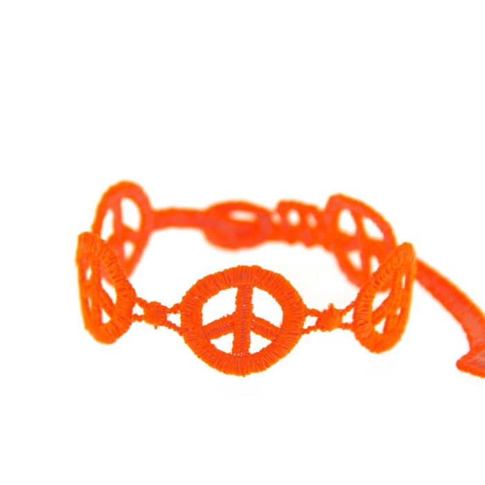 Nouveau Bracelet motif Peace and Love couleur orange fluo - Missiu