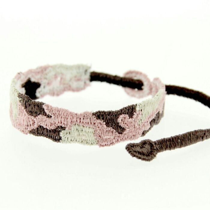 Bracelet motif Camouflage couleur rose/prune/beige - Missiu
