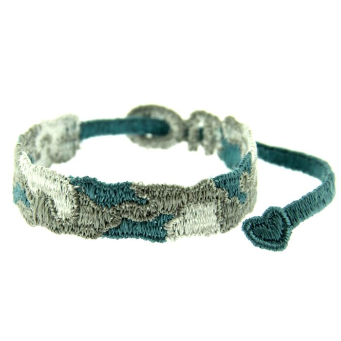 Bracelet motif Camouflage couleur bleu turquoise/beige - Missiu