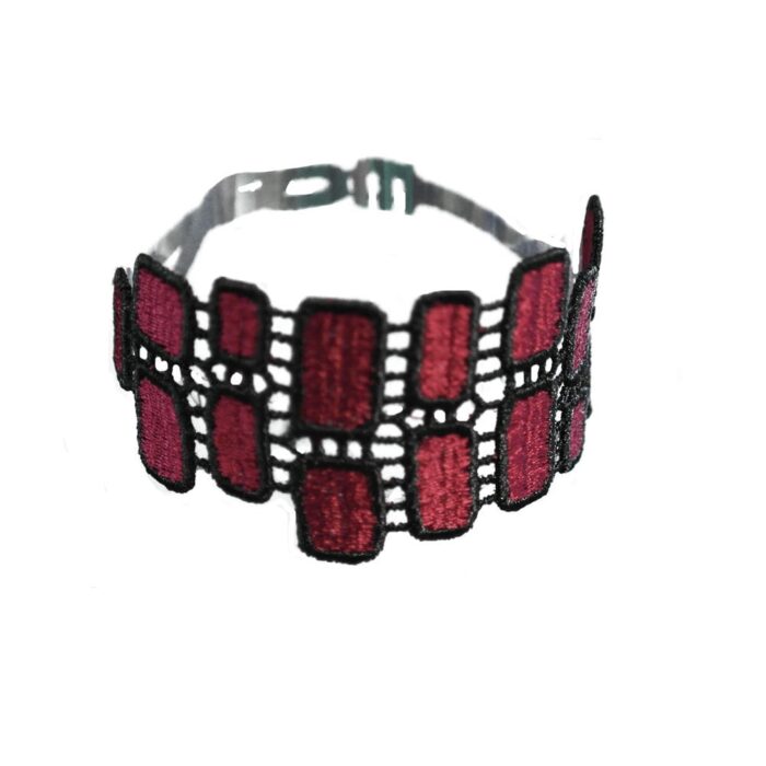 Bracelet manchette Josephine couleur noir et prune - Missiu