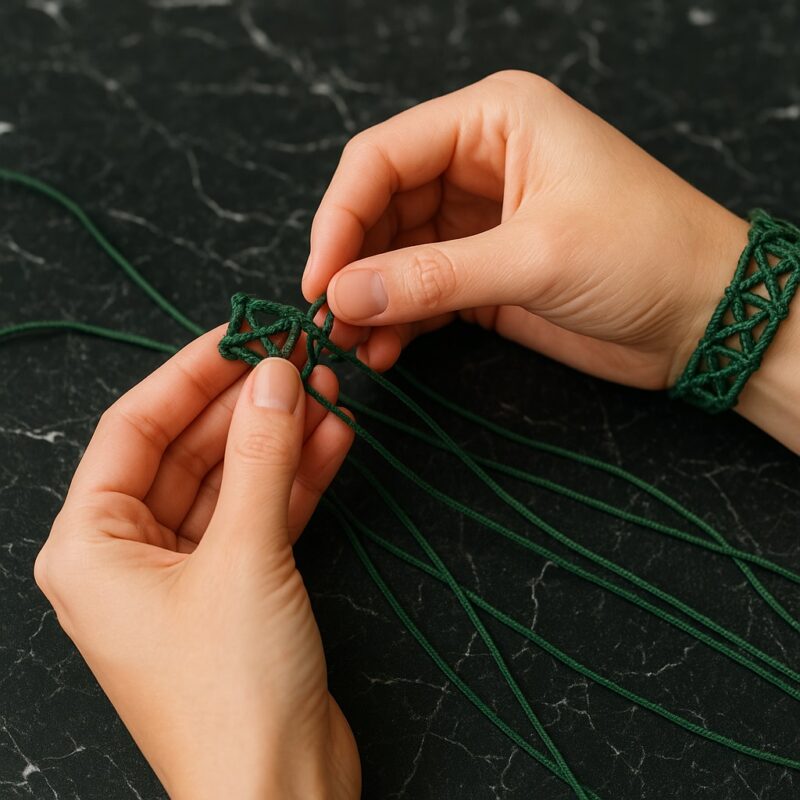 Bracelet en tissu fait main par un artisan expérimenté
