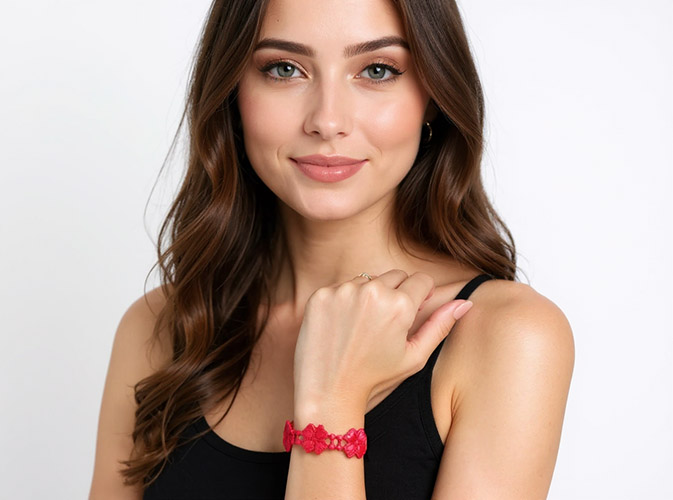 femme porte un Bracelet motif Trèfle
