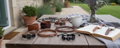 Bijoux en cuir avec des bijoux en fil satiné