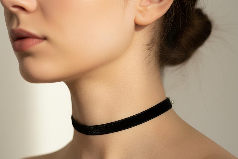 Collier noir ras de cou sans pendentifs