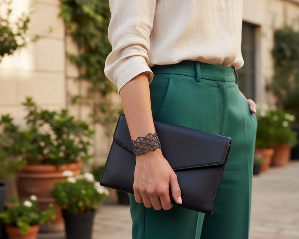 Bracelet manchette large pour femme en tissu