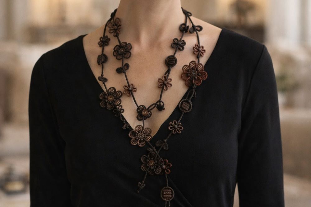 Collier discret pour femme en tissu