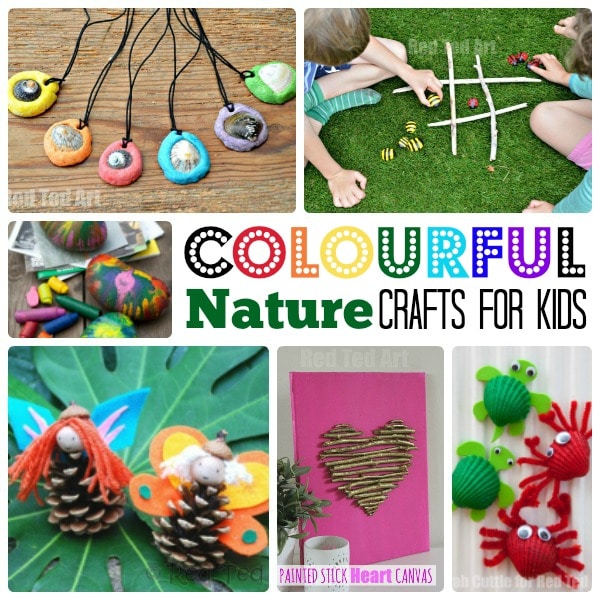 Amusez-vous avec la nature. Collectionnez des découvertes de la nature lors de vos déplacements et créez ces objets artisanaux naturels merveilleux et colorés pour les enfants.