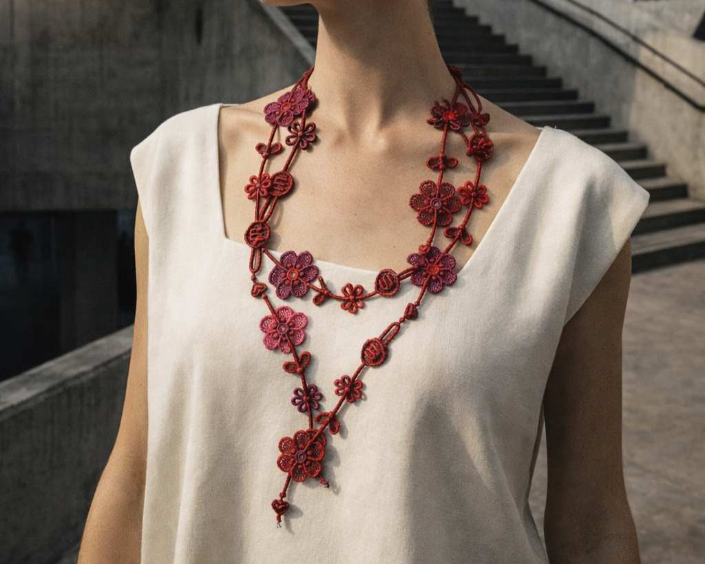 Collier fantaisie ras de cou en tissu