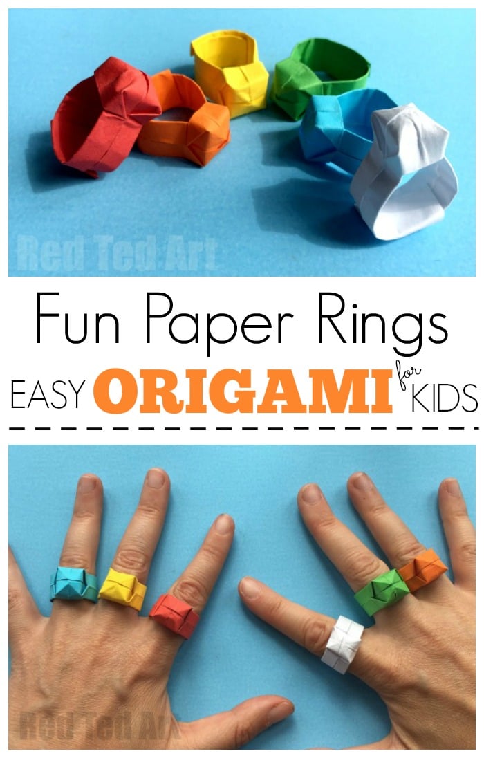 Easy Origami Ring DIY - Rouge plus amusant avec du papier. Regardez comme ces petits anneaux en papier sont MIGNONS ! Un superbe modèle d'origami pour les débutants.