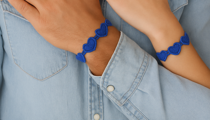 Bracelet macrame coeurs bleu Bracelet macrame coeurs bleu