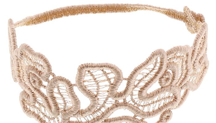 Bracelet manchette dentelle feuilles beige Bracelet manchette dentelle feuilles beige