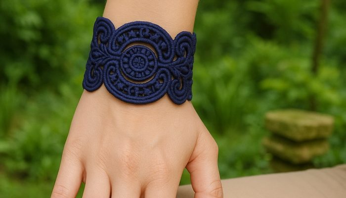 Bracelet fermoir de couleur bleue marine qui se marie bien avec une peau claire Bracelet fermoir de couleur bleue marine qui se marie bien avec une peau claire